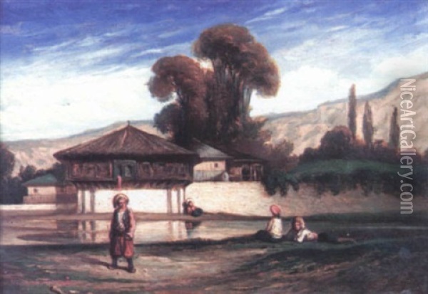 Souvenir De Turquie Oil Painting - Alexandre Gabriel Decamps