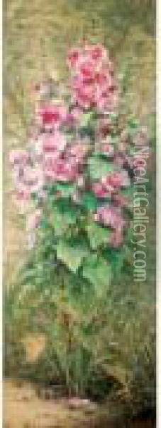 Roses Tremieres Oil Painting - Auguste Michel Nobillet