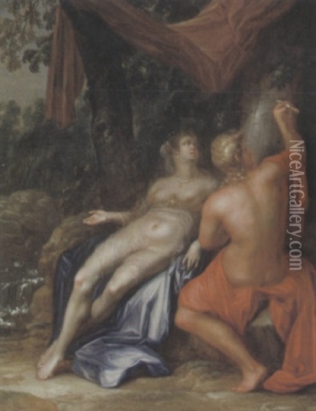 Angelica Und Medoro Oil Painting - Ottmar Elliger the Elder