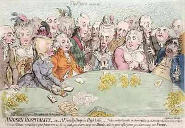 Modern Hospitality or A Friendly Party in High Life Oil Painting - James Gillray
