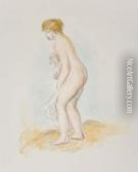 Baigneuse Debout En Pied Oil Painting - Pierre Auguste Renoir