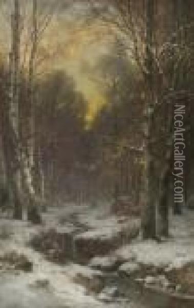 Winterwald. Oil Painting - Conrad Wimmer