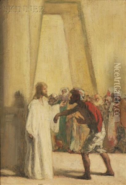 Christ In The Temple Oil Painting - Max Bohm