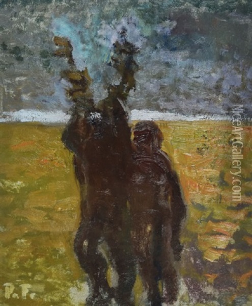Apunte (dos Figuras De Indios) Oil Painting - Pedro Figari