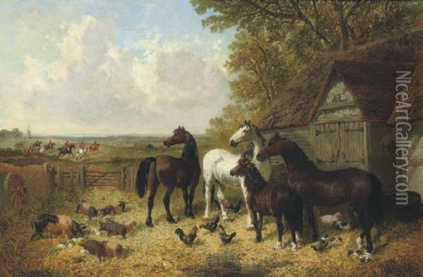The Passing Hunt Oil Painting - John Frederick Herring Snr