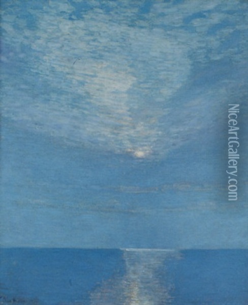 Moonlit Seascape Oil Painting - Childe Hassam