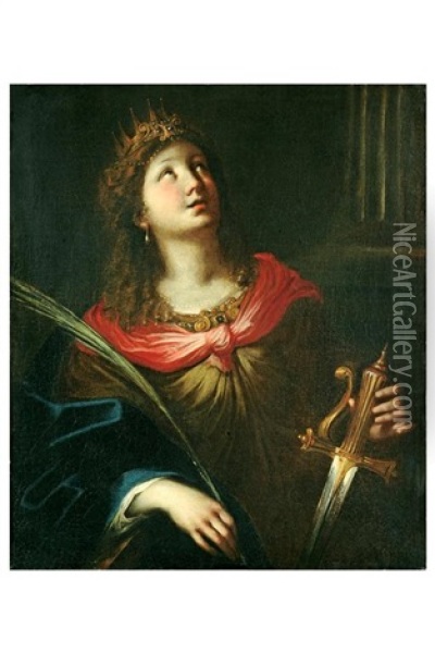 Santa Caterina Da Alessandria Oil Painting - Bartolomeo Biscaino
