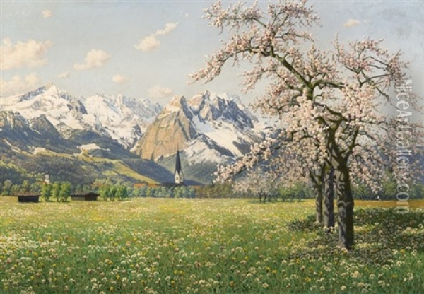 Spring In Garmish Partenkirchen Oil Painting - Philipp Graf