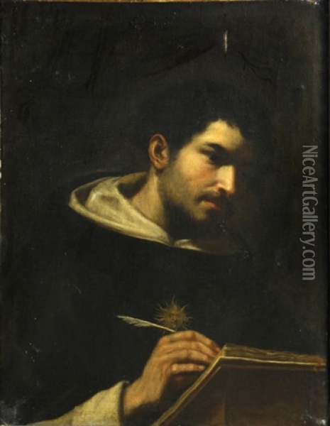A Dominican Monk Writing At His Desk Oil Painting -  Guercino
