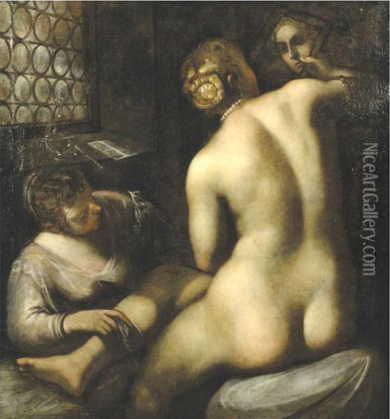 Toilet Of Venus Oil Painting - Jacopo Robusti, II Tintoretto