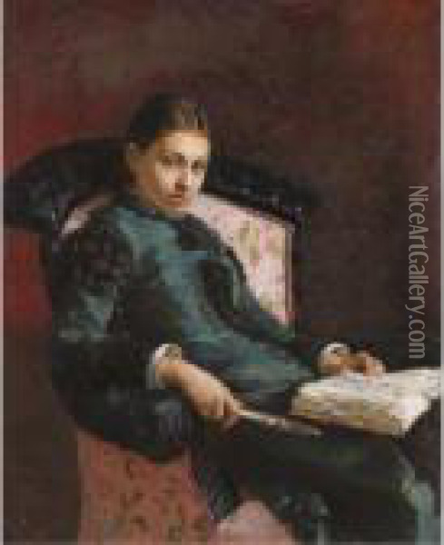Portrait Of The Artist's Wife, Vera Repin Oil Painting - Ilya Efimovich Efimovich Repin