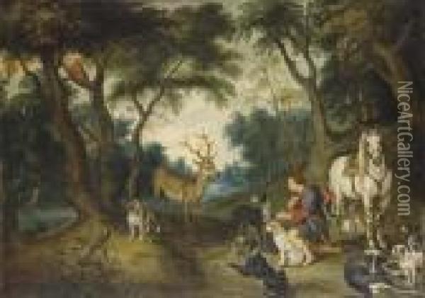 The Vision Of Saint Hubert Oil Painting - Jan Brueghel the Younger