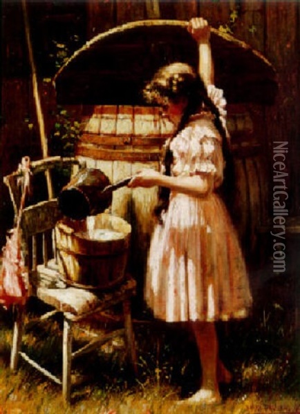 At The Well Oil Painting - Harry Herman Roseland