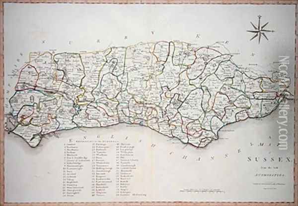 Map of Sussex Oil Painting - Cary, John