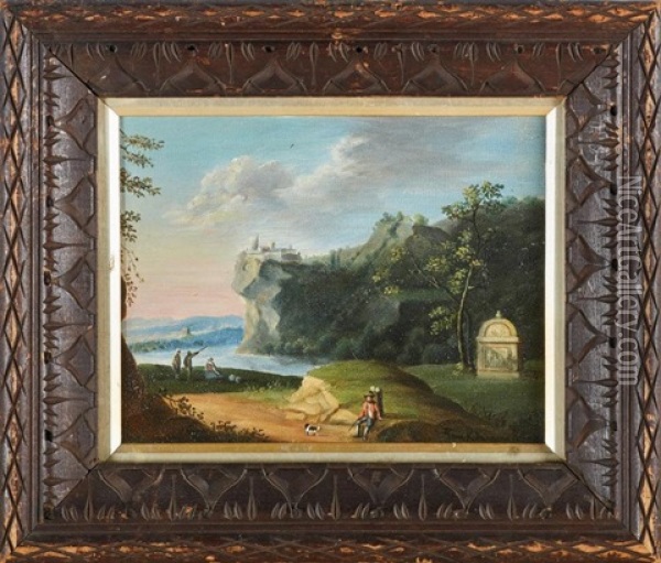 Landscape With Figures Oil Painting - Franz Kaisermann