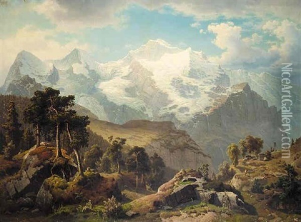 Der Heimkehrende Almohi (returning From The Mountain Pasture) Oil Painting - Leonhard Rausch