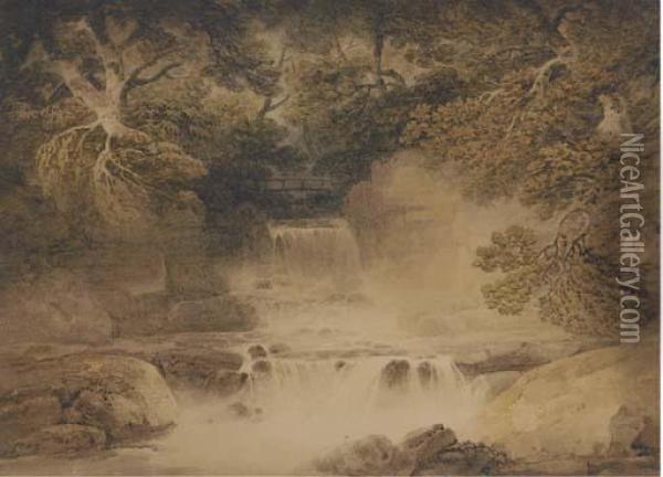 Cascade In Cottendale, The Head Of Wensleydale Oil Painting - Nicholson, F.