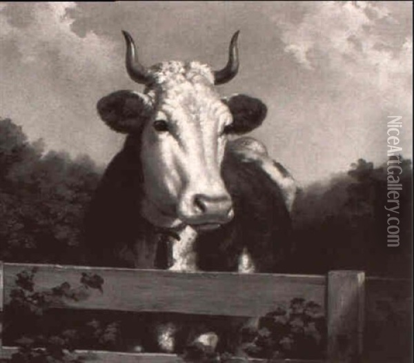 Hereford Cow Oil Painting - Hugo William Arthur Nahl