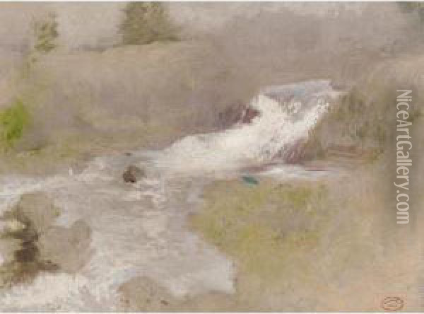 The Waterfall Oil Painting - John Henry Twachtman