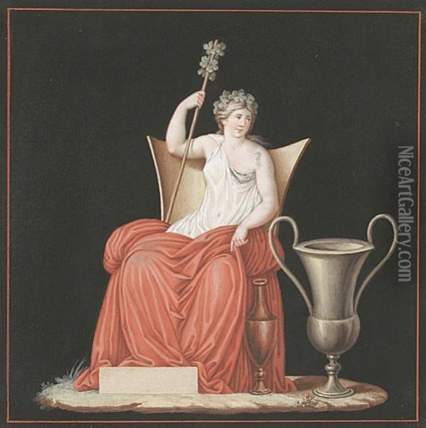 Bacchantin Mit Thyrusstab Auf Einem Lehnstuhl Sitzend Oil Painting - Andrea, the Elder Appiani