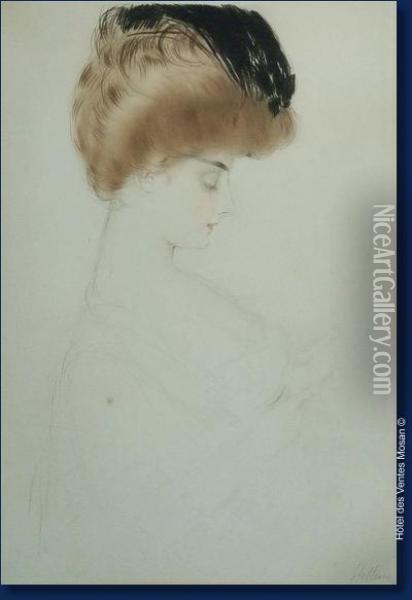 Femme De Profil Oil Painting - Paul Cesar Helleu
