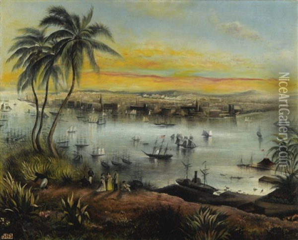 Harbor In The Tropics Oil Painting - Ella Royal Nestell Luty