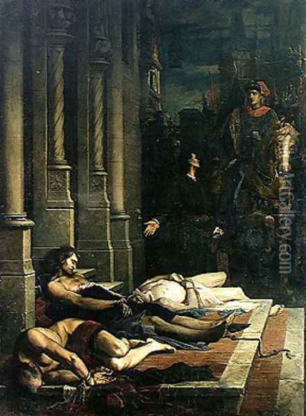 The Body of Etienne Marcel c.1316-58 is Shown to Dauphin Charles 1338-80 of France, future Charles V, 2nd August 135 Oil Painting - Benjamin Ulmann