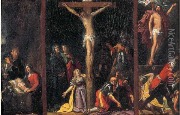 La Nativite, La Crucifixion, La Resurrection Oil Painting - Adam Elsheimer