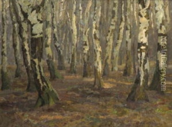 Birkenwald Oil Painting - Felix Buergers