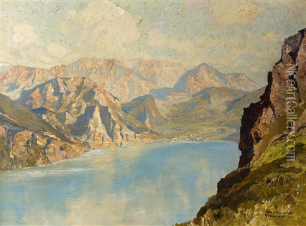 Gardasee Blick Auf Riva Oil Painting - Hans Maurus