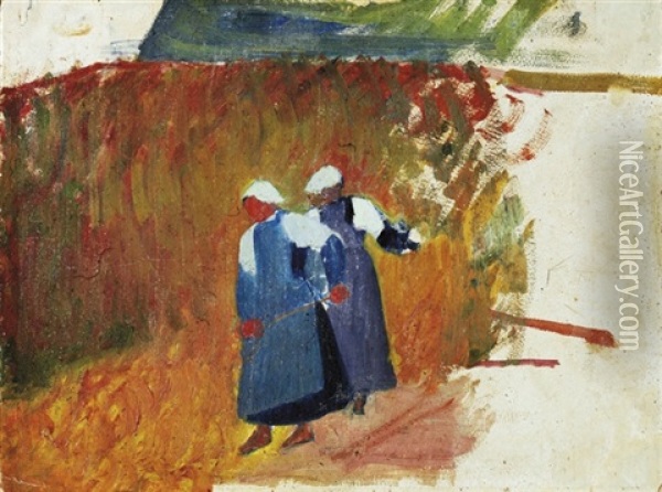 Bretonnes Travaillant Dans Un Champ Oil Painting - Jacob Isaac Meyer de Haan