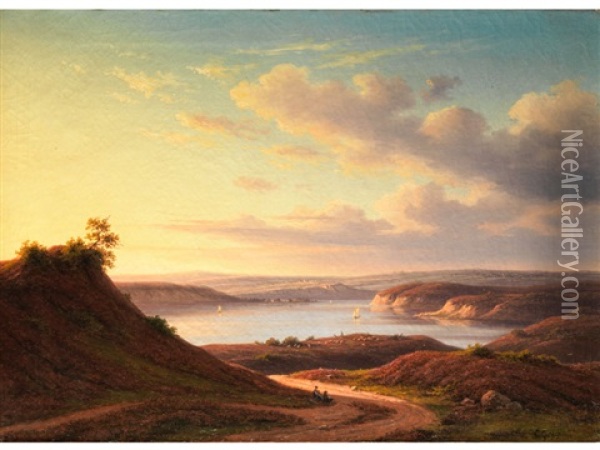 Abendliche Flusslandschaft Oil Painting - Carl (Karl) Wilhelm Goetzloff