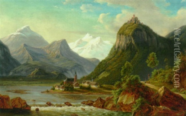 Hohen Eppan I Tyrol Oil Painting - Frederik Christian Jacobsen Kiaerskou