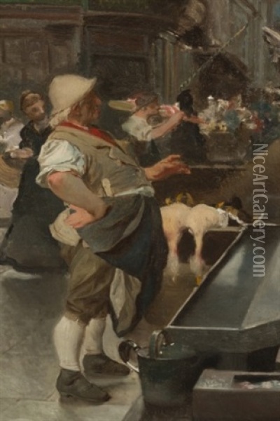 Butcher Scene Oil Painting - Pierre-Victor Galland