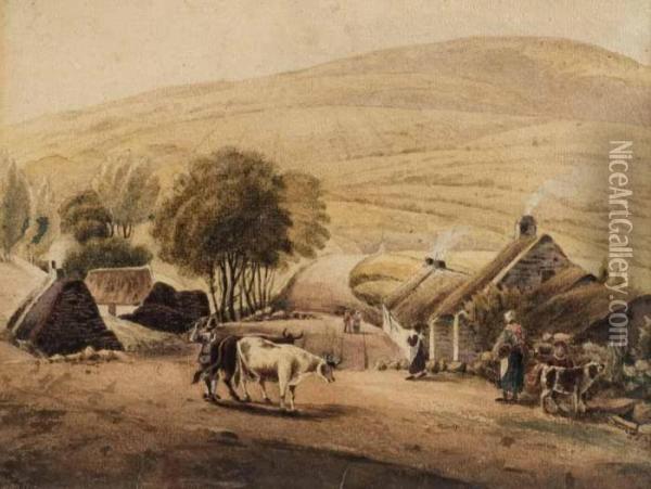 Tending The Cattle Oil Painting - William Nicholl