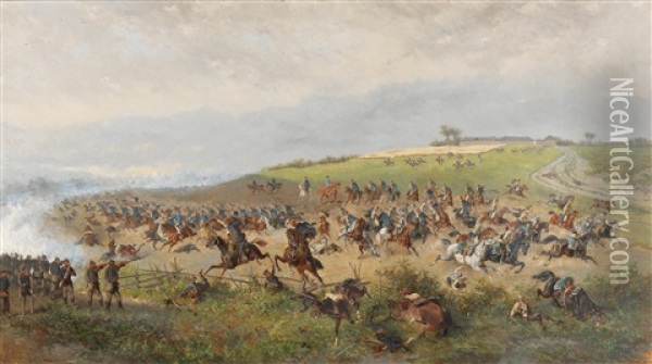 The Battle Of Konigsgratz Oil Painting - Alexander Franz Von Bensa