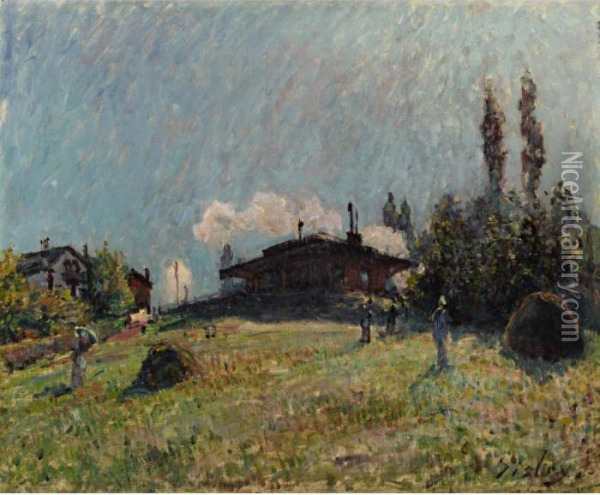 La Station A Sevres Oil Painting - Alfred Sisley