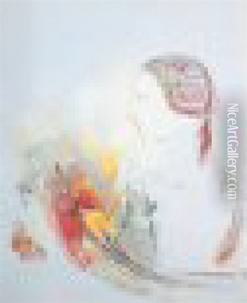 Profil D'enfant (profil De Femme Avec Oiseau De Paradis) Oil Painting - Odilon Redon