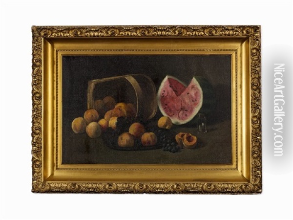 Watermelons, Peaches And Grapes Oil Painting - Paul Cornoyer