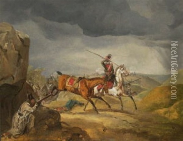 Ulanen Im Gefecht Oil Painting - Peter Heinrich Lambert Von Hess