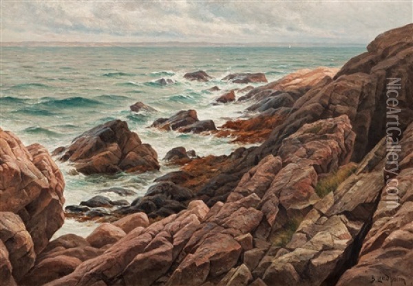 Breaking Waves Oil Painting - Berndt Adolf Lindholm