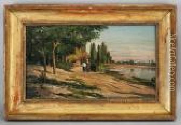 Promenade Au Bord Dulac Oil Painting - Adolphe Appian