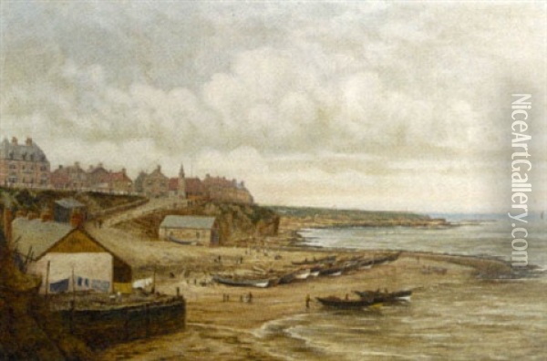 Fishing Village In The North East Oil Painting - Bernard Benedict Hemy