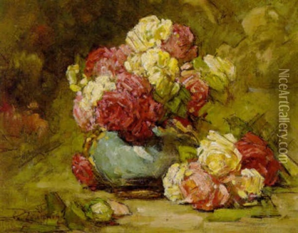 Rode Og Gule Roser Oil Painting - Georges Jeannin
