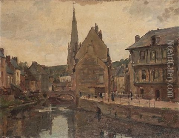 View Of Hornfleur Harbour Oil Painting - Georges Jules Ernest Binet