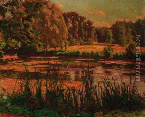 A Summer River Landscape Oil Painting - Maurice Eliot