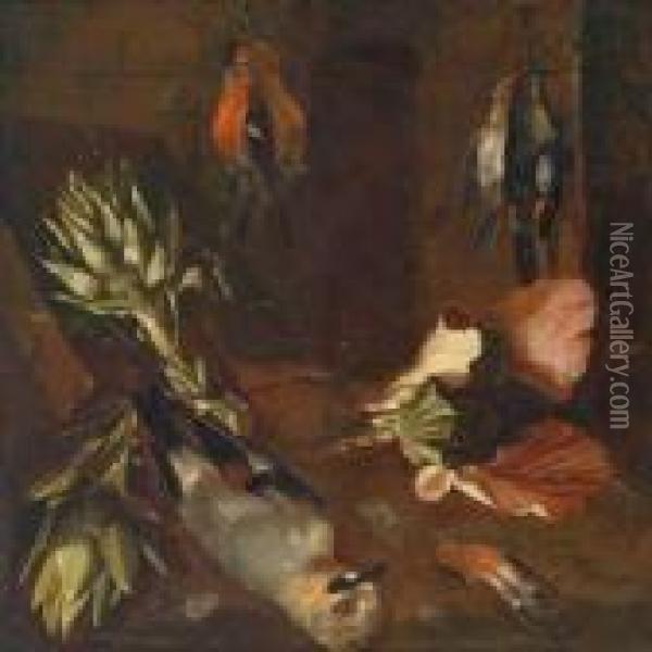 Studien Von Vogeln Und Pflanzen: Ein Eichelhaher Oil Painting - Ferdinand Phillip de Hamilton