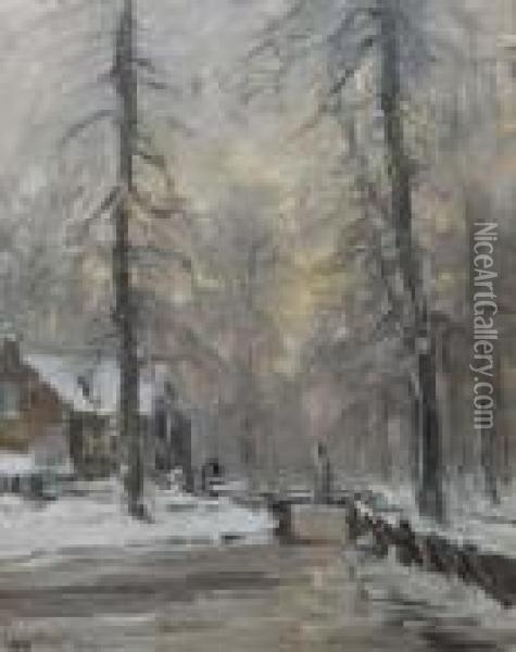 A Winter Forest At Dusk Oil Painting - Louis Apol