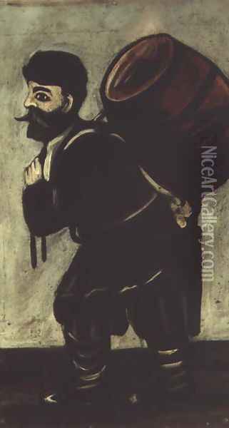 Musha with a Keg, 1904 Oil Painting - Niko Pirosmanashvili