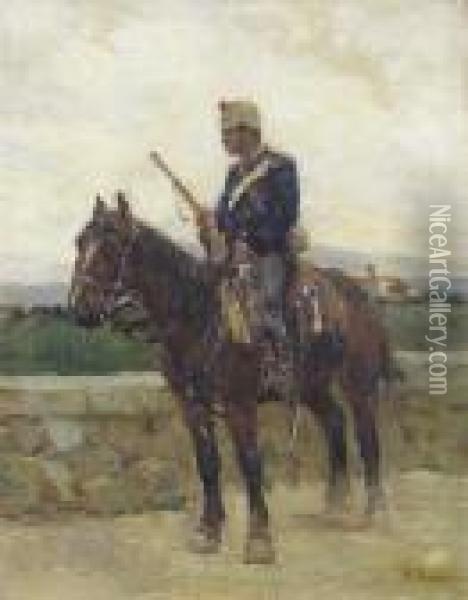 Soldato A Cavallo Oil Painting - Ruggero Panerai